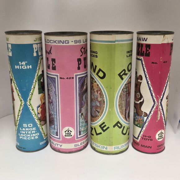 4 HG TOYS Jigsaw Puzzles #429#411#432#412 In Can Vintage As Is - Picture 2 of 6
